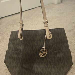 Michael Kors Brown Tote Bag with Monogram Pattern